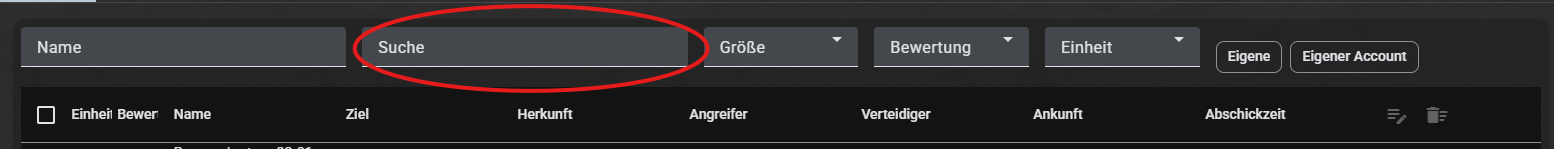 Filterung nach Herkunt oder Ziel