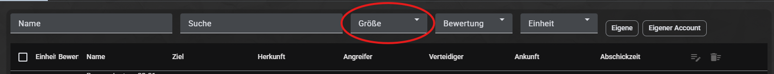 Filterung nach bekannter Größe